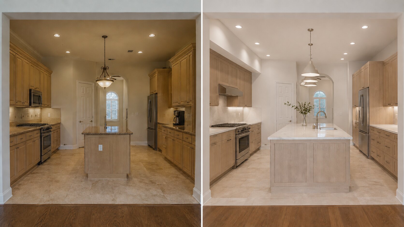Before and after kitchen renovation
